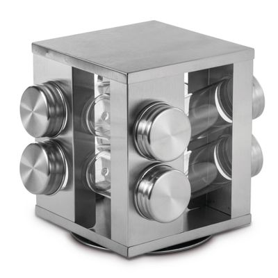 Porta Condimentos Quadrado 8 Peças Base Giratória Inox - Mimo