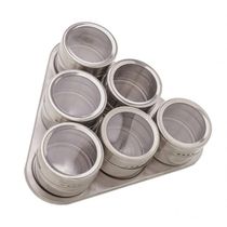 Conjunto Porta Tempero 6 Peças Inox Suporte Magnético - Lyor