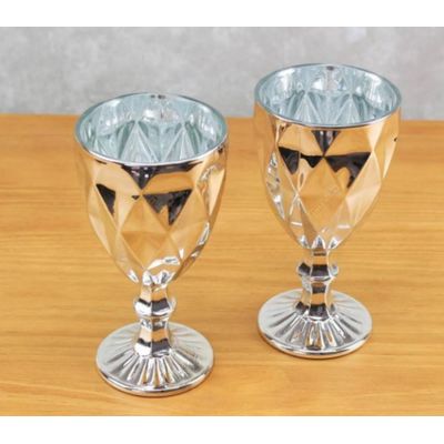 Jogo de 6 Taças de Vidro Diamond Prateada 325ML  - Lyor