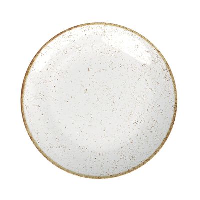 Prato Raso Tramontina Rústico Marrom em Porcelana Decorada 28 cm