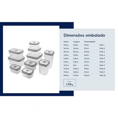 Conjunto De 10 Potes Herméticos De Plástico Electrolux