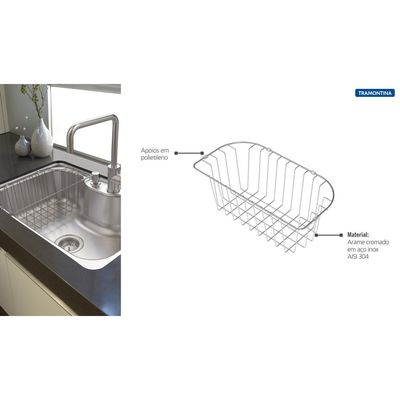 Cesto Aramado para Cubas de Sobrepor e Undermount Morgana 60 FX Tramontina em Aço Inox