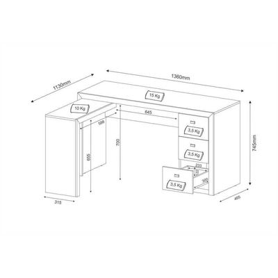 Escrivaninha/Mesa Escritório De Canto Cr25011 Amendoa