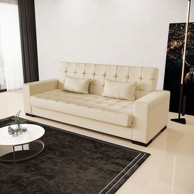 Sofá Cama 02 Lugares Lisboa Corino - D'Rossi Cor Bege
