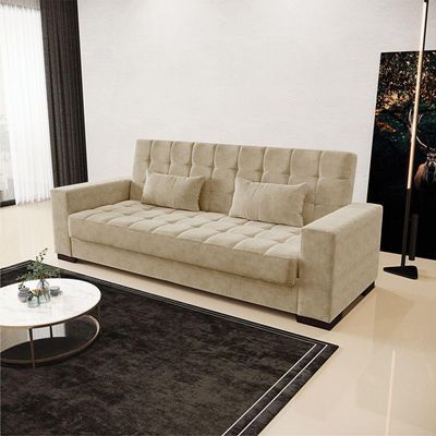 Sofá Cama 02 Lugares Lisboa Pés De Madeira Cor Marrom Rato