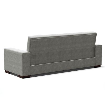 Sofá Cama 02 Lugares Lisboa Suede Pés De Madeira Cor Grafite