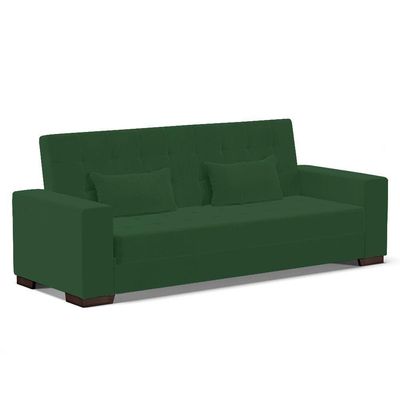 Sofá Cama 02 Lugares Lisboa Veludo - D'Rossi Cor Verde
