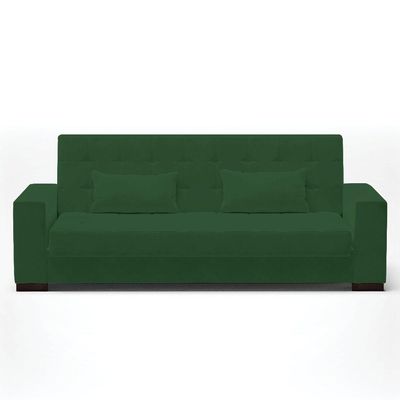 Sofá Cama 02 Lugares Lisboa Veludo - D'Rossi Cor Verde