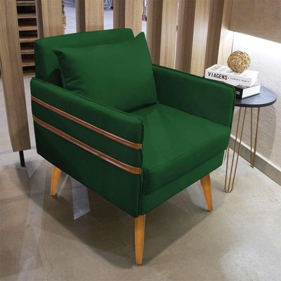 Poltrona Mari Suede Pés Palito Castanho - D'Rossi Verde