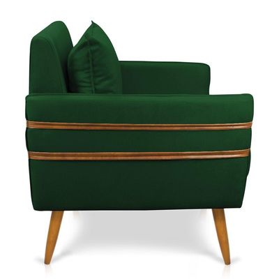 Poltrona Mari Suede Pés Palito Castanho - D'Rossi Verde
