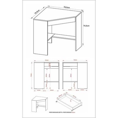 Escrivaninha/Mesa Escritório De Canto Cr25064 Branca