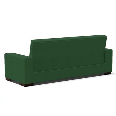 Sofá Cama 02 Lugares Veludo Verde Pés De Madeira