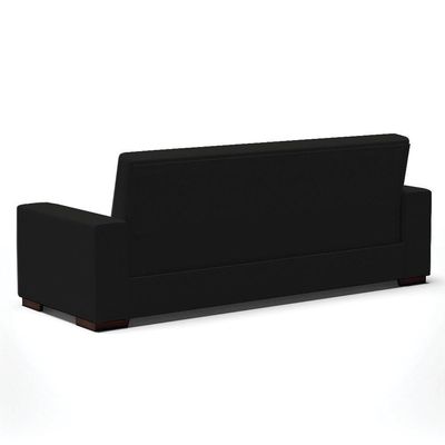 Sofá Cama 02 Lugares Linho Preto A79 Pés De Madeira