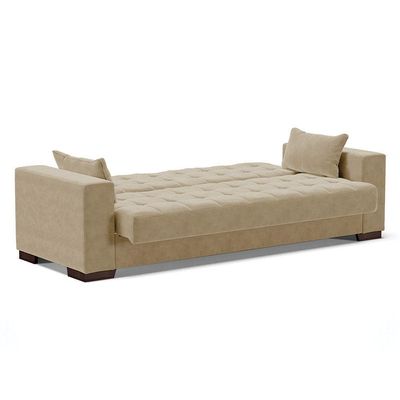 Sofá Cama 02 Lugares Suede Marrom Rato Pés De Madeira