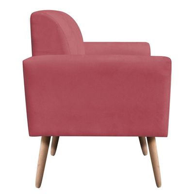 Poltrona Viena Gomada Suede Pés Palito Natural D'rossi Cor Rose