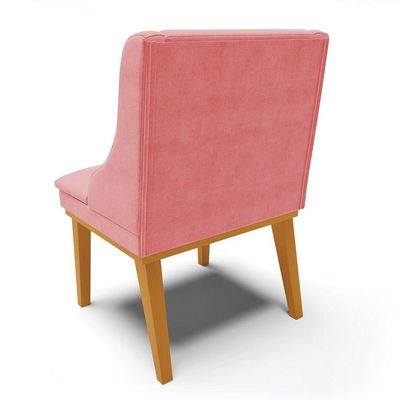 Cadeira De Jantar Liz Suede Base Fixa Madeira Castanho Rose