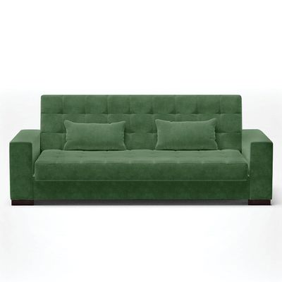 Sofá Cama 02 Lugares Lisboa Suede Pés De Madeira Cor Verde