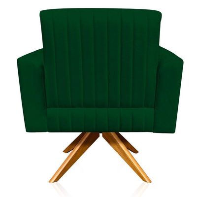 Poltrona Giratória Viena Gomada Base Madeira Ma30 Cor Verde