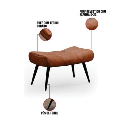 Kit 01 Poltrona E 01 Puff Sher Corano Nozes Pés De Ferro