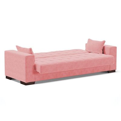 Sofá Cama 02 Lugares Lisboa Suede Pés De Madeira Cor Rose