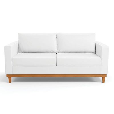 Sofá 03 Lugares Juliette Corino Branco Base Madeira Castanho