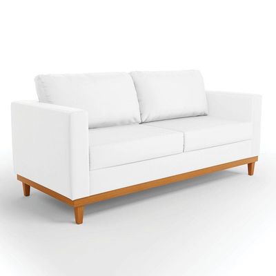 Sofá 03 Lugares Juliette Corino Branco Base Madeira Castanho