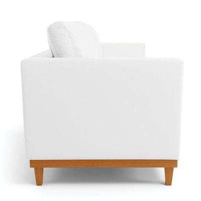 Sofá 03 Lugares Juliette Corino Branco Base Madeira Castanho