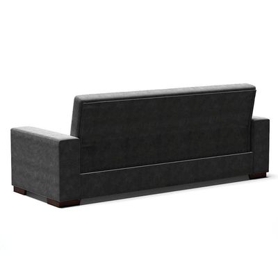 Sofá Cama 02 Lugares Lisboa Suede Pés De Madeira Cor Preto