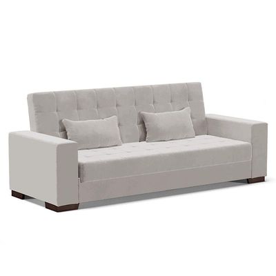 Sofá Cama 02 Lugares Lisboa Veludo - D'Rossi Cor Cinza