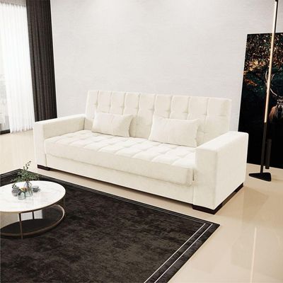 Sofá Cama 02 Lugares Lisboa Veludo - D'Rossi Cor Bege