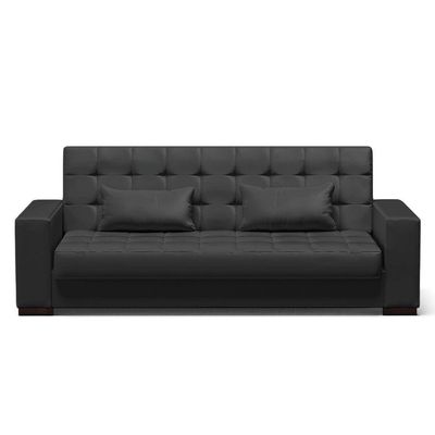 Sofá Cama 02 Lugares Lisboa Corino - D'Rossi Cor Preto