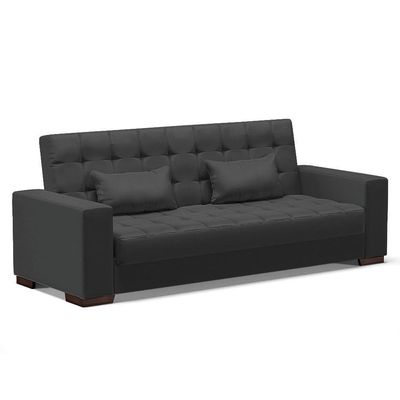 Sofá Cama 02 Lugares Lisboa Corino - D'Rossi Cor Preto