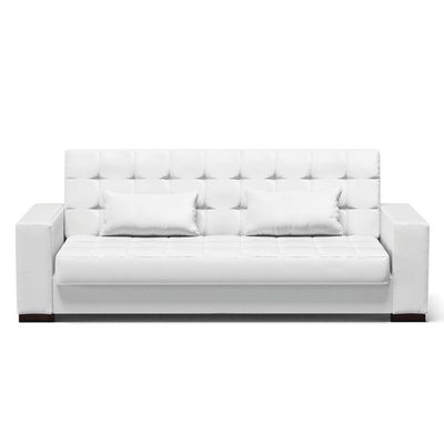 Sofá Cama 02 Lugares Lisboa Corino - D'Rossi Cor Branco