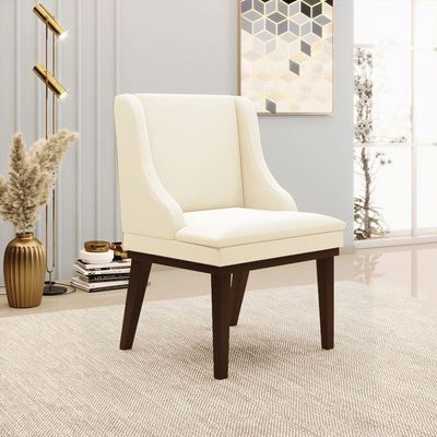 Kit 04 Cadeiras Liz Veludo Base Fixa Madeira TabacoBege