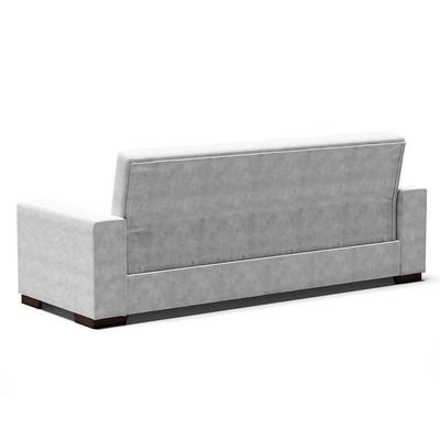 Sofá Cama 02 Lugares Lisboa Suede Pés De Madeira Cor Cinza