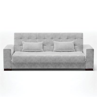 Sofá Cama 02 Lugares Lisboa Suede Pés De Madeira Cor Cinza