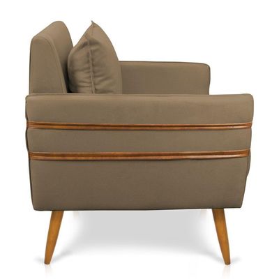 Poltrona Mari Suede Pés Palito Castanho D'Rossi Marrom Rato