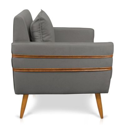 Poltrona Mari Suede Pés Palito Castanho - D'Rossi Grafite