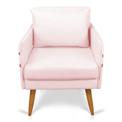 Poltrona Mari Suede Pés Palito Castanho - D'Rossi Rosa Bebê