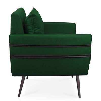 Kit 02 Poltronas Mari Suede Pés Palito De Ferro Preto Verde