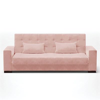 Sofá Cama 02 Lugares Lisboa Veludo - D'Rossi Cor Rose