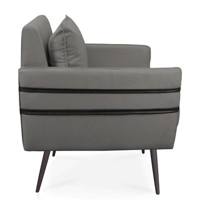 Poltrona Mari Suede Pés Palito De Ferro Preto Grafite