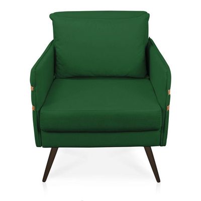 Poltrona Mari Suede Verde Pés Palito De Ferro Marrom D'Rossi