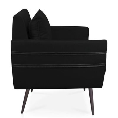 Poltrona Mari Suede Preto Pés Palito De Ferro Preto D'Rossi