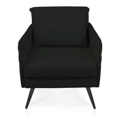 Poltrona Mari Suede Preto Pés Palito De Ferro Preto D'Rossi