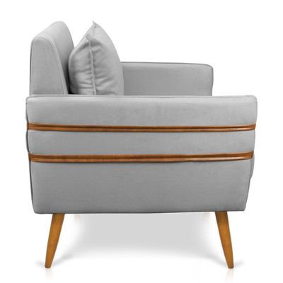 Poltrona Mari Suede Pés Palito Castanho - D'Rossi Cinza