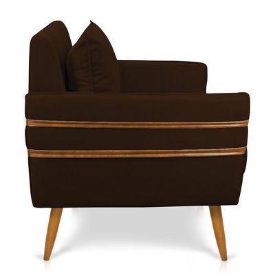 Poltrona Mari Suede Pés Palito Castanho - D'Rossi Marrom