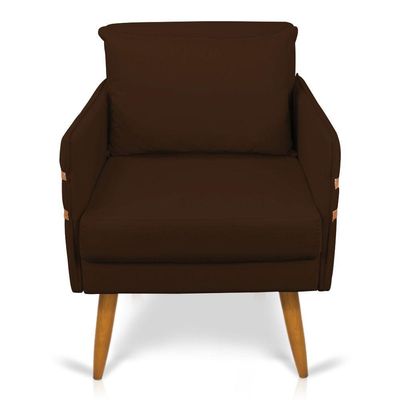 Poltrona Mari Suede Pés Palito Castanho - D'Rossi Marrom