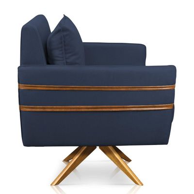 Poltrona Giratória Mari Suede Azul Marinho
