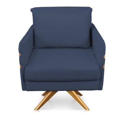 Poltrona Giratória Mari Suede Azul Marinho